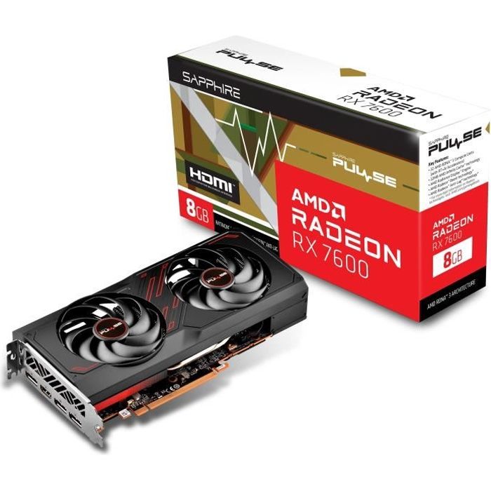 Sapphire - Scheda grafica - Pulse AMD Radeon ™ - RX 7600 Gaming 8GB GDDR6 - HDMI / TRIPLE DP