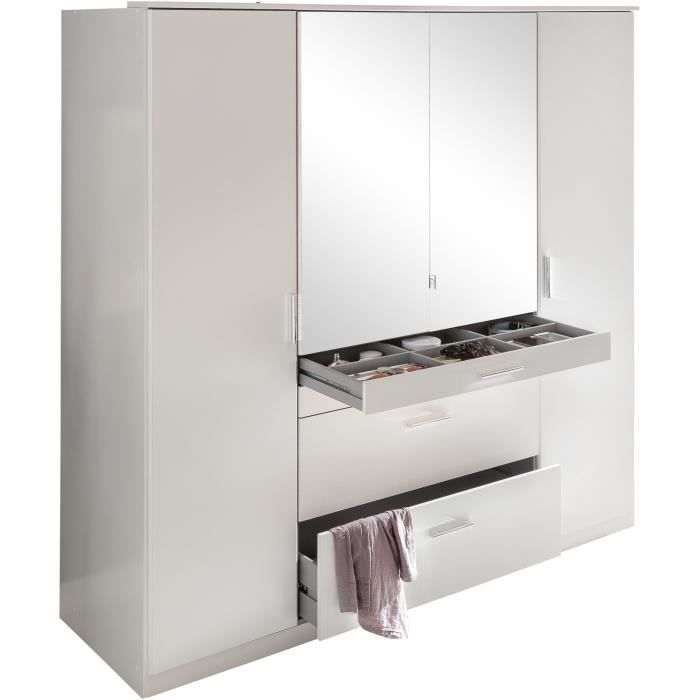AACHEN Armoire de chambre - Contemporain - Décor blanc - L 180 cm