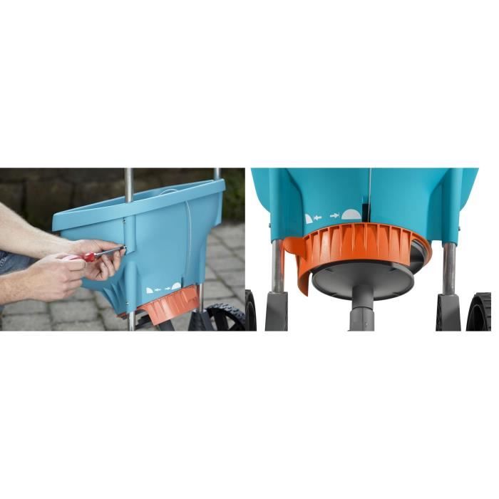 GARDENA Epandeur a engrais XL sur roues – Capacité 18L – Surface 800m² max – Largeur d'épandage 6m – Protection corrosion – (436-20)