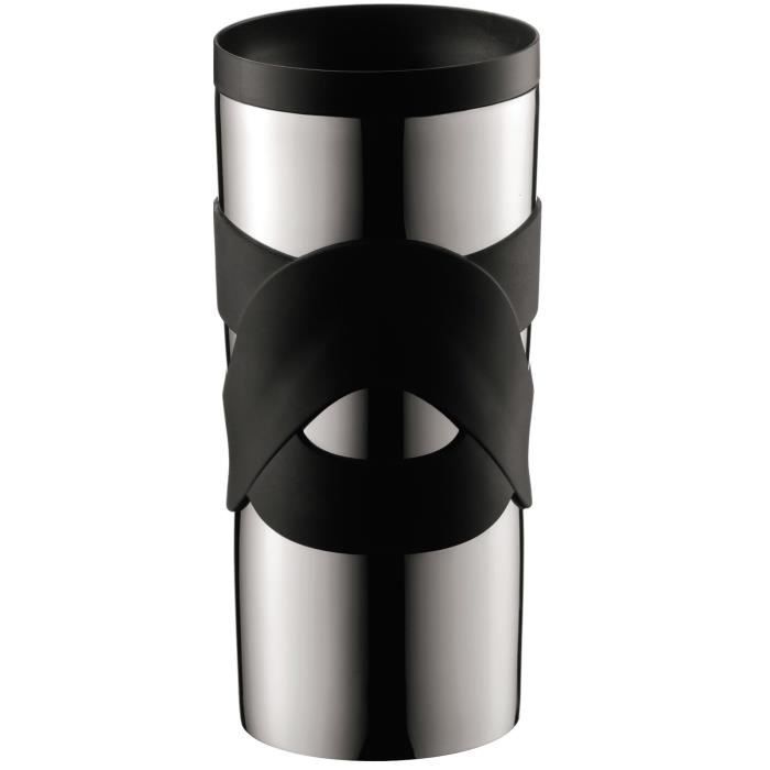 Mug de voyage isotherme - BODUM - Travel Mug - Inox double paroi - Couvercle à vis hermétique - 0.35 l - Noir