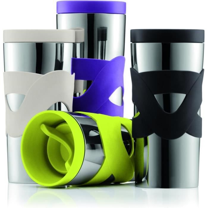 Image secondaire de Mug de voyage isotherme - BODUM - Travel Mug - Inox double paroi - Couvercle à vis hermétique - 0.35 l - Noir