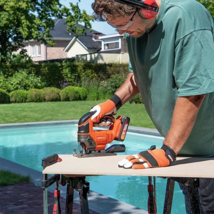 Image secondaire de Pack 3 outils - DUAL POWER - 20 V - Meuleuse d'angle + perceuse/visseuse + scie sauteuse - 2 batteries et chargeur - Sac