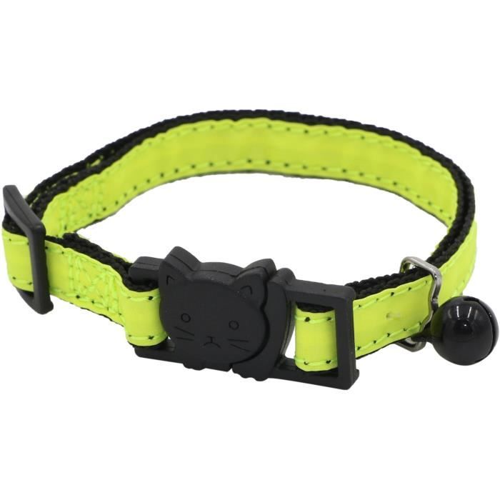 Image secondaire de Collier pour chat - AIME - Jaune fluo, paillettes dorées, grelot argenté