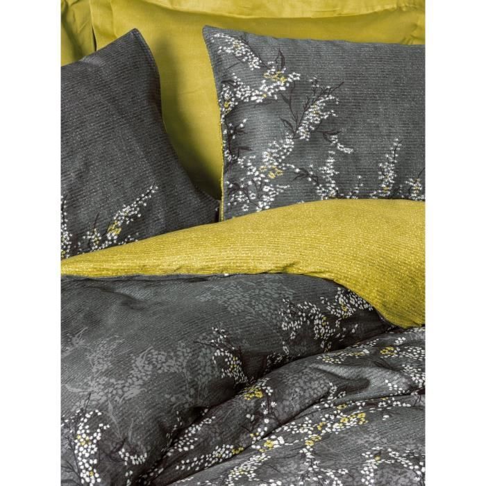 Image secondaire de Parure de lit - 1 housse de couette 220 x 240 cm + 2 taies d'oreiller 60 x 60 cm - Satiné 100% coton - Anthracite