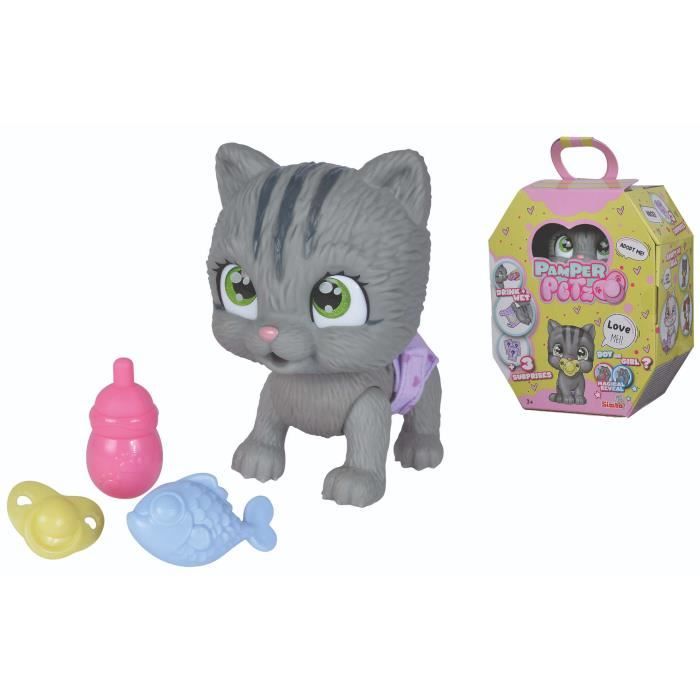 Smoby - Pamper Petz - Cat to adopt - 4 accessories - Articulated - Wood and pee - Adoption certificate - From 3 years old