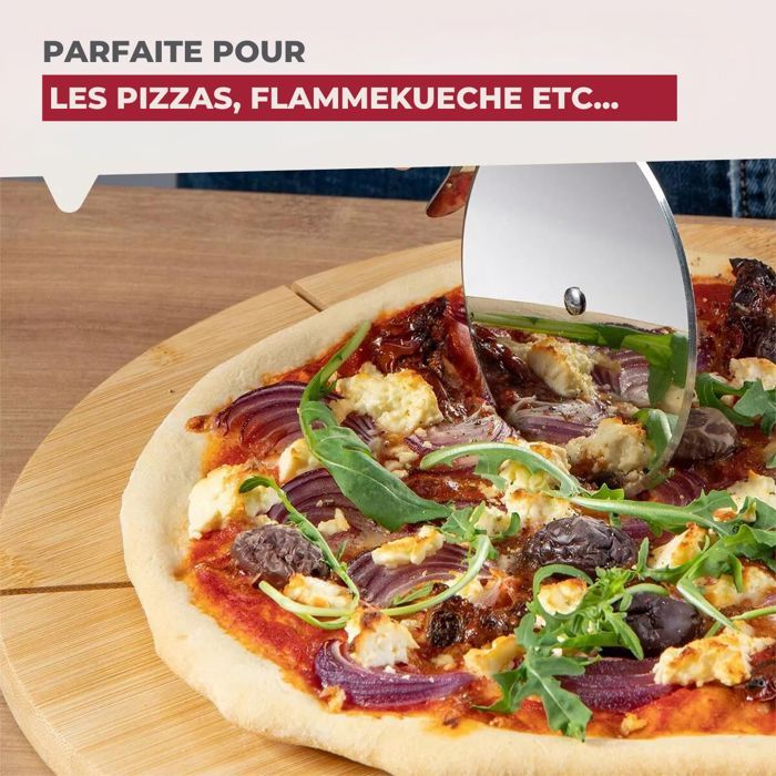 Image secondaire de Ensemble de 2 Planches a pizza avec rainures de coupe - FACKELMANN - Ø 32 cm