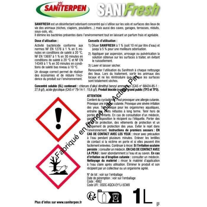 Image secondaire de SANITERPEN SANIfresh - Désinfectant odorisant concentré pour les sols et surface