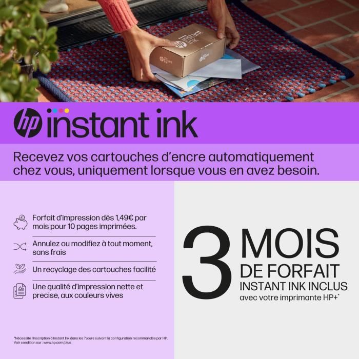 HP Envy 6010e Imprimante tout-en-un Jet d'encre couleur Copie Scan - Idéal pour la famille - 6 mois d'Instant ink inclus avec HP+