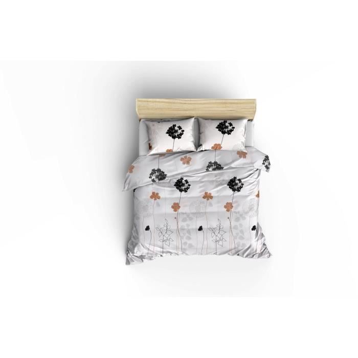 Image secondaire de Parure de lit - 1 housse de couette 220 x 240 cm + 2 taies d'oreiller 60 x 60 cm - 65% coton, 35% polyester - Blanc