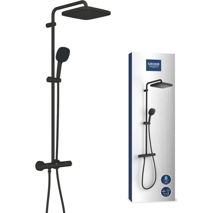 Colonna doccia con miscelatore termostatico - Risparmio idrico - GROHE Vitalio Comfort 250 - Nero opaco - 266962431