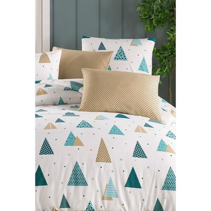 Image secondaire de Parure de lit - 1 housse de couette 220 x 240 cm + 2 taies d'oreiller 60 x 60 cm - 65% coton, 35% polyester - Blanc
