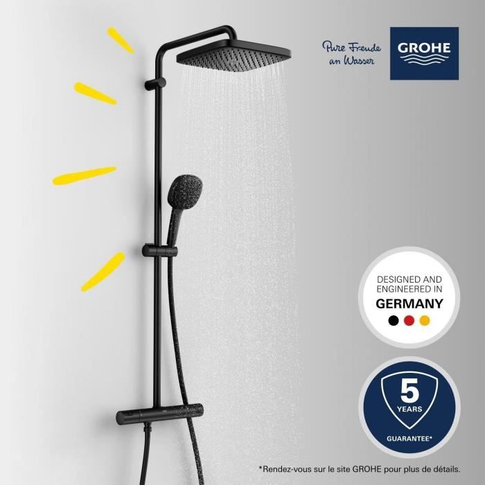 Image secondaire de Colonne de douche GROHE Vitalio Comfort 250 - Mitigeur thermostatique Noir Mat