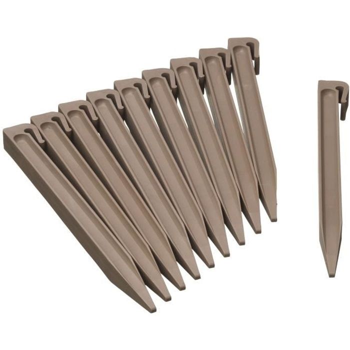 NATURALEZA Bolsa de 10 anclas de polipropileno para bordes de jard�n - H 26.7 x 1.9 x 1.8 cm - Beige topo