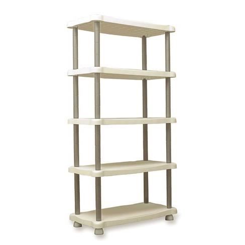 Plastiken Etagere 5 Plateaux Grande - supports 30kg per tray: H 184 x W 88 x Depth 44cm light and dark beige