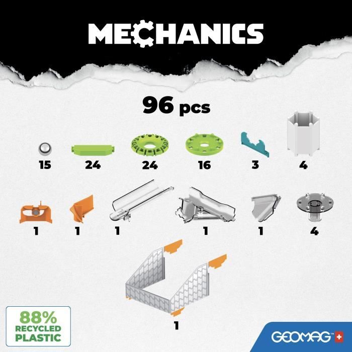 Image secondaire de Coffret de construction - GEOMAG - Mechanics Challenge Goal! - 96 pieces - Magnétique - Jeu interactif - Plastique recyclé