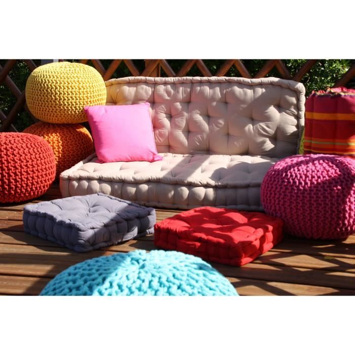 Matelas de sol 100% coton 60x120x15 cm AUBERGINE