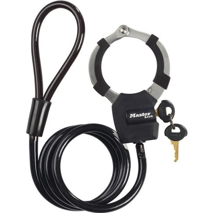 Master Lock 8275EURDPRO Cavo per lucchetto a chiave con manette - 1m - Ideale per scooter - Colori