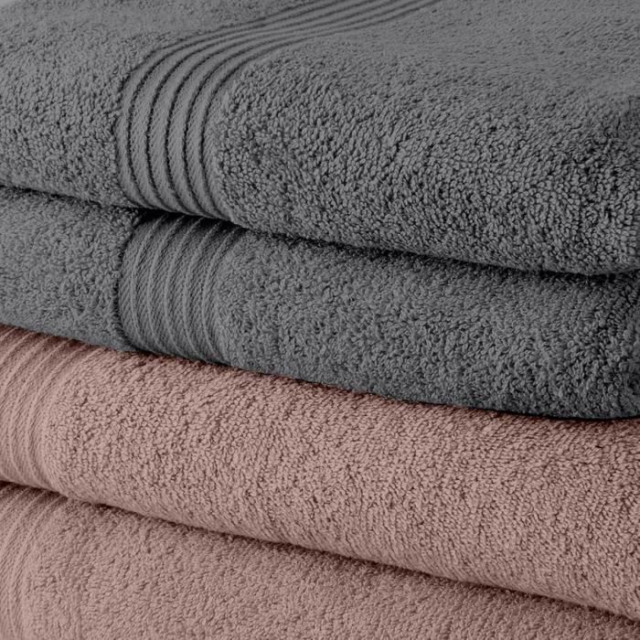Towel set 10 piece 50x90 cm 100% cotton 5 rose sand 5 steel