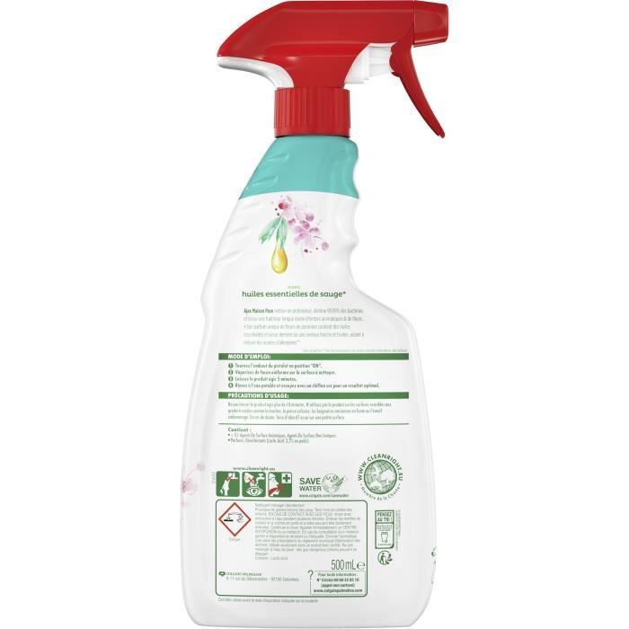 AJAX Produit Ménager Multi Surfaces Maison Pure Désinfectant Fleurs de Pommier Spray - 500 ml