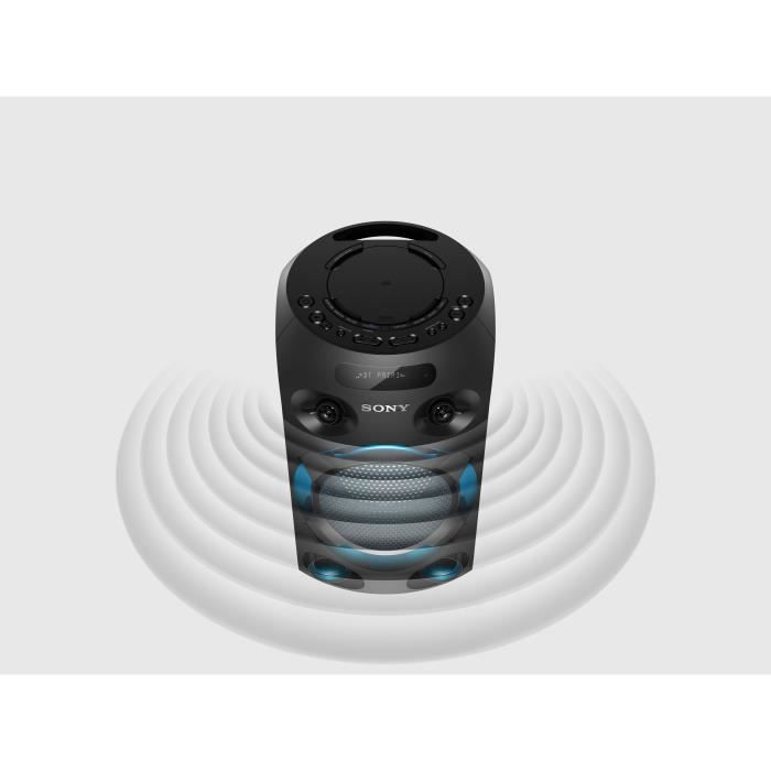 SONY MHCV02 -  High power monobloc - Enceinte lumineuse avec poignée - Bluetooth - Lecteur CD - Prise micro