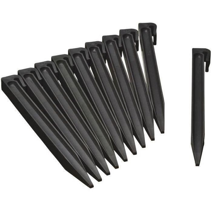 NATURE Sacchetto di 10 ancore per bordi da giardino in polipropilene - H 26,7 x 1,9 x 1,8 cm - Nero