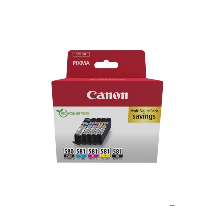 Ink Cartridge Generic PGI-580/CLI-581 6 Pack Multicolor Compatible with Canon