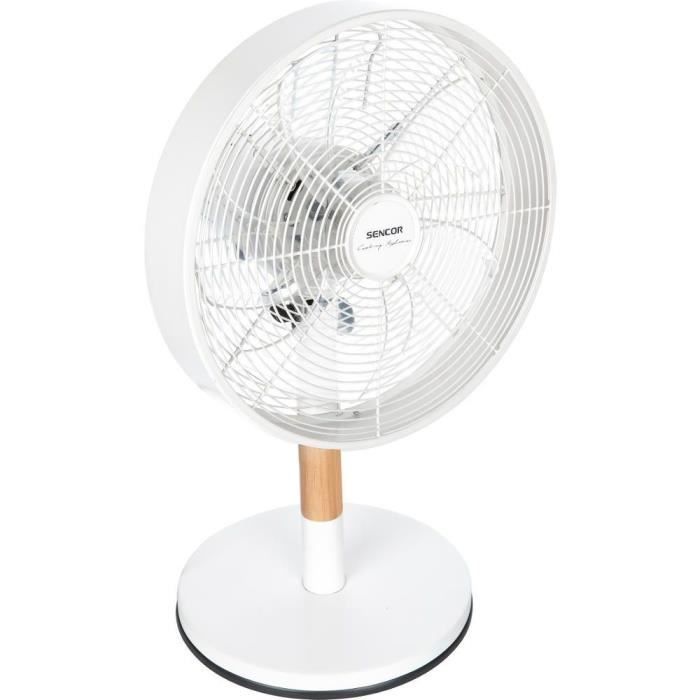 Image secondaire de Ventilateur de bureau - SENCOR - SFE 3080WH - 3 vitesses - Oscillation 80° - Design métal et bois