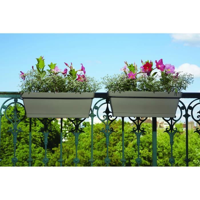 Jardiniere pour balcon - Jardiniere avec support - 49x28x20,5 cm - Contenance 11 litres - Coloris Taupe - PoeTIC