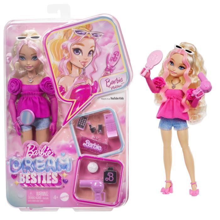 BARBIE équipe de Reve « Malibu »-Poupée et 8 accessoires - Barbie - HYC21