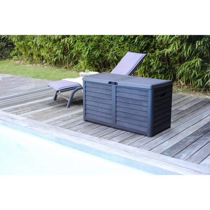 Image secondaire de Coffre de Jardin BAYA en Plastique 420L - Décor Bois Gris Anthracite