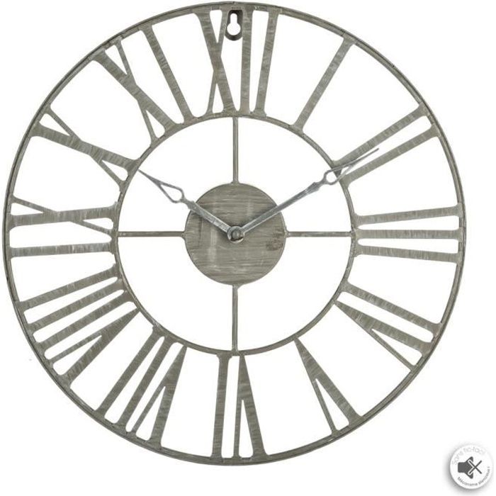 Horloge en métal vintage - Ø36,5 cm - Gris