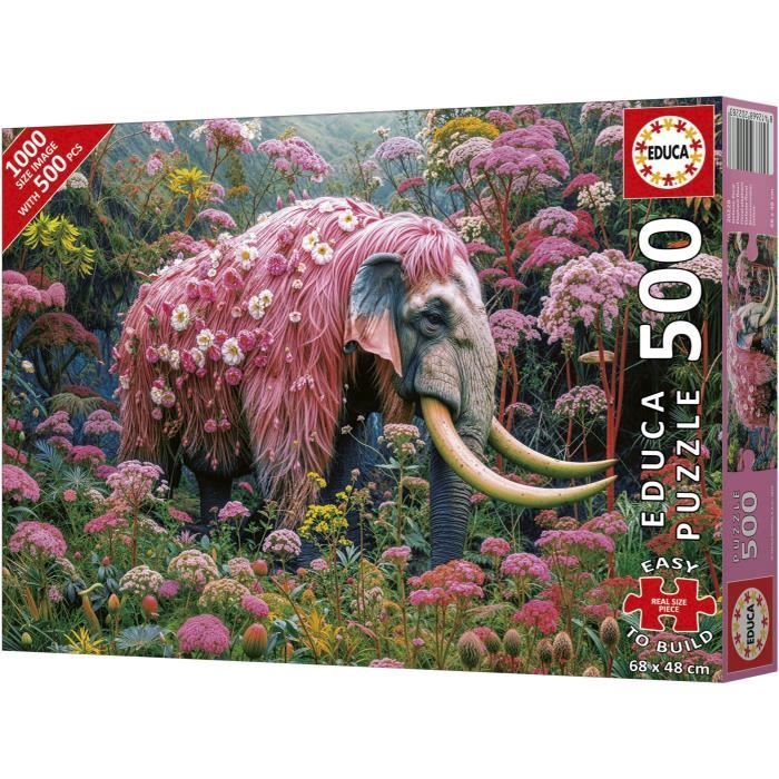 Image secondaire de Puzzle - EDUCA - Éléphant Fleuri - 500 pièces - Thème Animaux - Pour enfants à partir de 10 ans