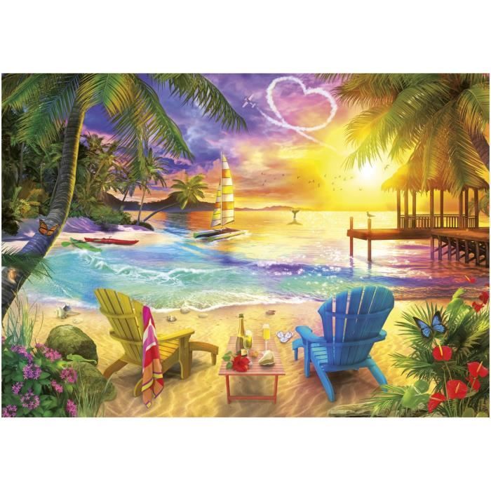 Image secondaire de Puzzle - EDUCA - Plage d'Amour - 1000 pieces - 68x48 cm - Pour adultes - Theme nature