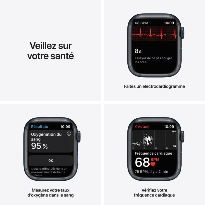 Apple Watch Nike Series 7 GPS + Cellular - 41mm - Boîtier Midnight Aluminium - Bracelet Anthracite/Black Nike Sport Band - Regular