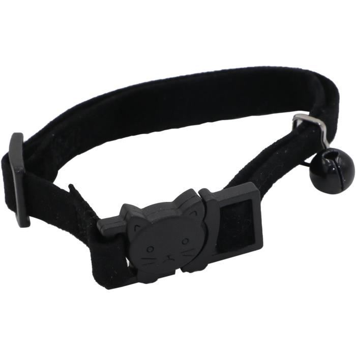 Image secondaire de Collier pour chat - AIME - Velours Noir - Nylon, motifs rouges/blancs, grelot argenté