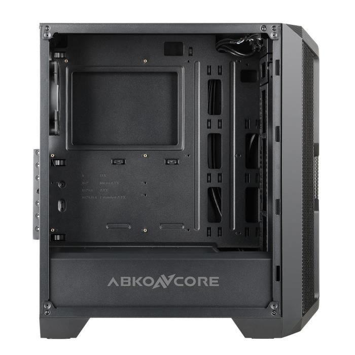 ABKONCORE BOITIER PC H600X Sync Ramesses - Moyen Tour - éclairage RGB - Noir - Verre trempé - Format ATX (ABKO-H-600X-SYNC-200F)