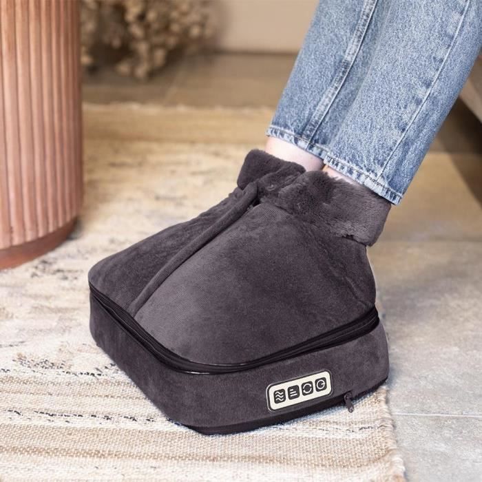 Masajeador Shiatsu 2 en 1 para Pies y Espalda 24 Cabezales 3 Velocidades Con o sin Calor Color Gris