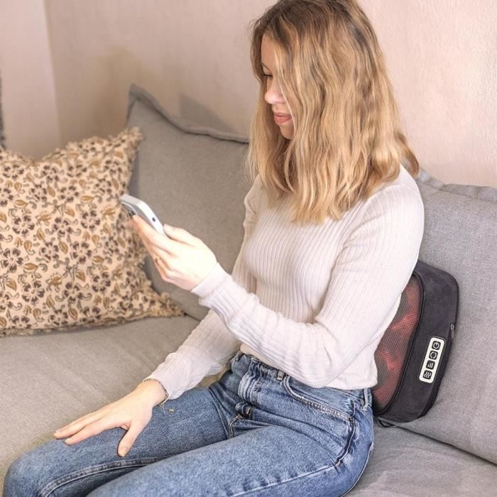 Masajeador Shiatsu 2 en 1 para Pies y Espalda 24 Cabezales 3 Velocidades Con o sin Calor Color Gris