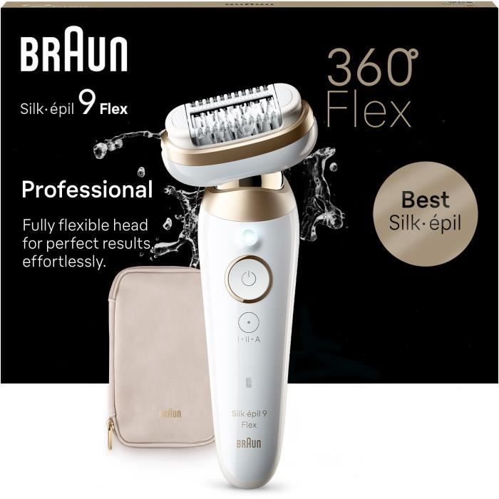 Image secondaire de Épilateur - BRAUN - Silk Epil 9-011 3D - Tete flexible - Technologie Wet & Dry - 40 pincettes MicroGrip