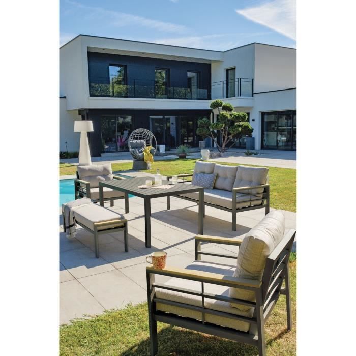 Image secondaire de Ensemble repas de jardin CAYENNE 7 places en aluminium gris anthracite