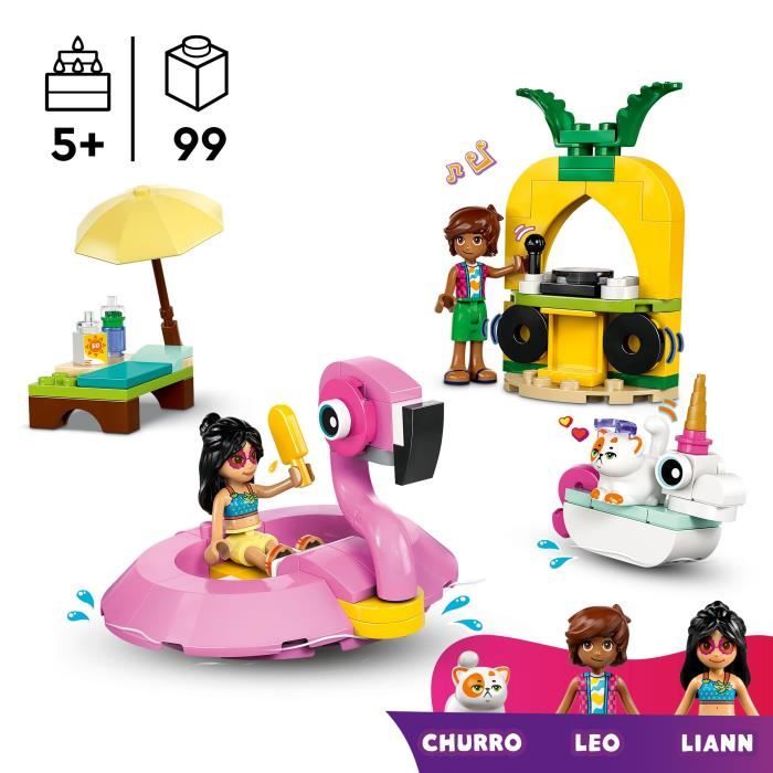 Image secondaire de LEGO Friends 42658 Fete dans la Piscine avec les Bouées Licorne et Flamant Rose, Jeu 5 Ans