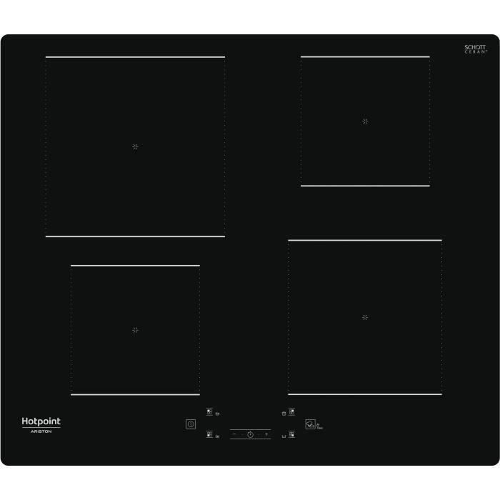 HOTPOINT - HQ5660SNE - Piano cottura a induzione - 4 fuochi - 7200W - L60 cm - Rivestimento in vetro nero