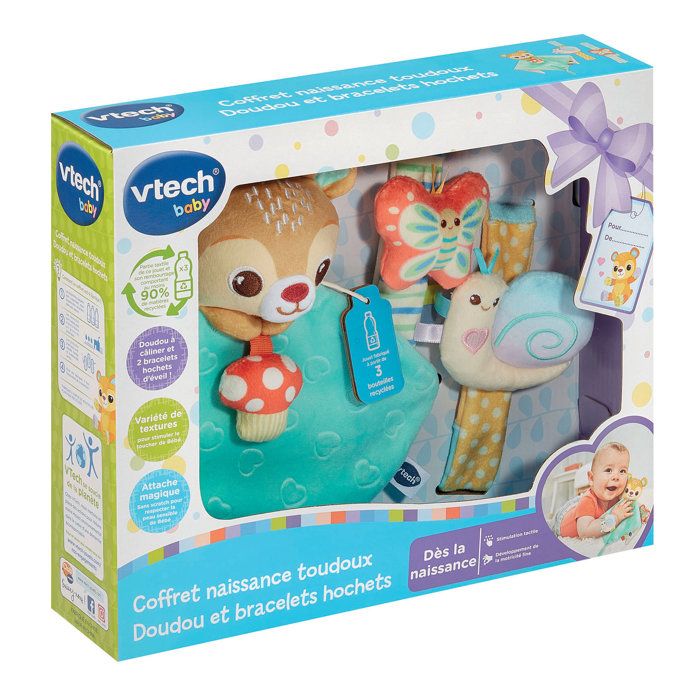 Image secondaire de Coffret Naissance Toudoux VTECH BABY - Doudou et Bracelets Hochets Écologiques