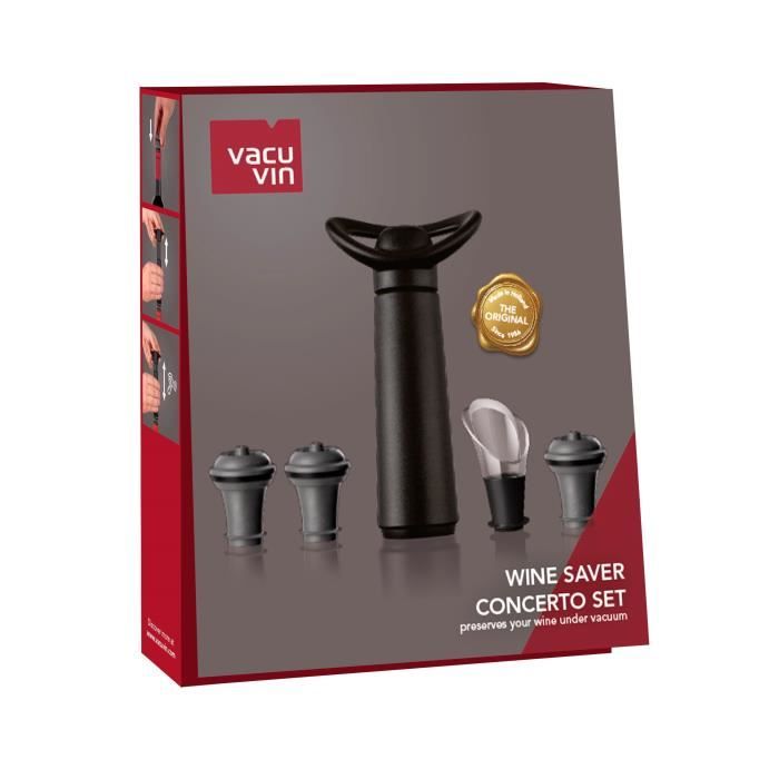 Image secondaire de VACUVIN 101770 - Coffret Vacuvin Pompe Concerto + 3 bouchons + 1 anti-gouttes