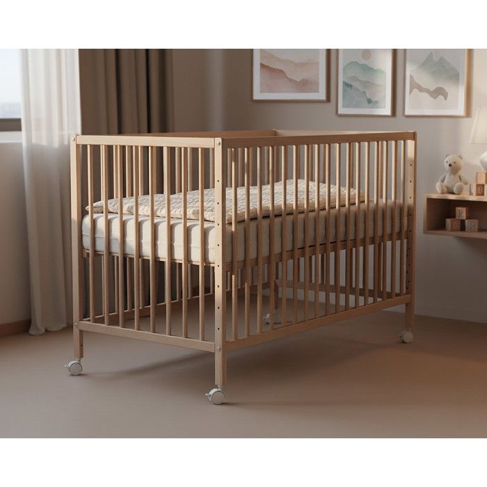 Image secondaire de Lit bébé cododo en bois avec roulettes 60 x 120 cm - Webaby