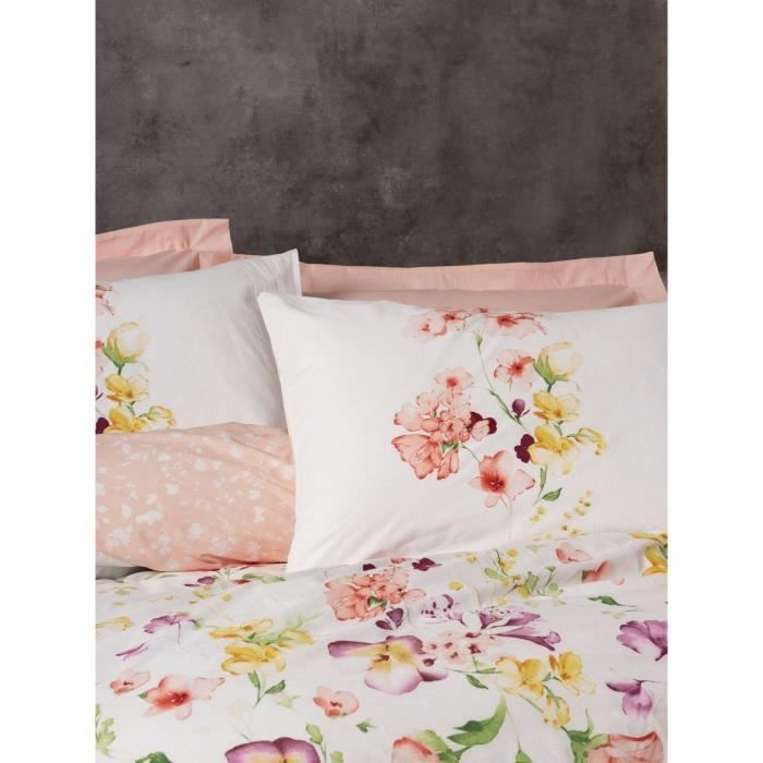 Image secondaire de Parure de lit - 1 housse de couette 220 x 240 cm + 2 taies d'oreiller 60 x 60 cm - 100% coton renforcé - Blanc