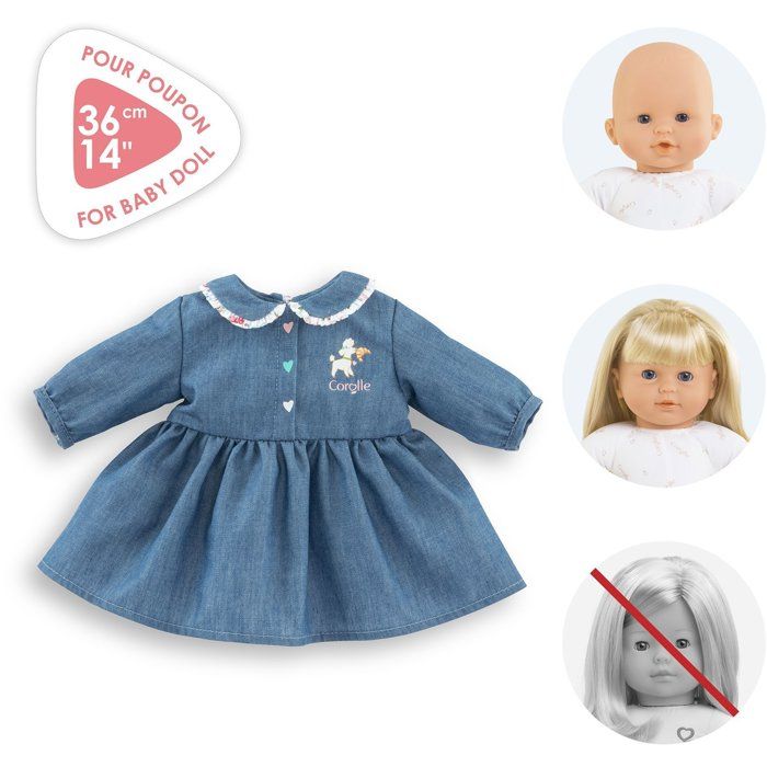 Image secondaire de Robe Week-end à Paris pour Poupon Corolle - 36 cm - Imitation Denim