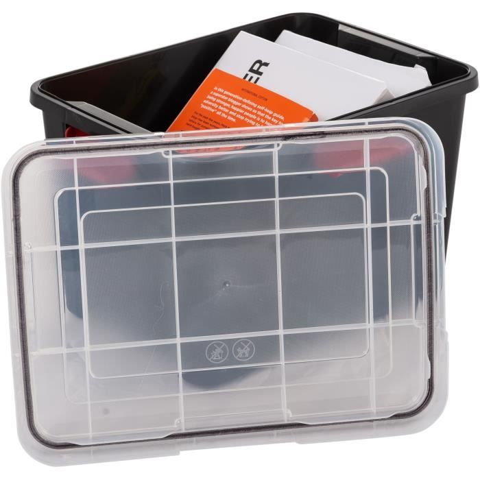IRIS OHYAMA Lot de 3 boîtes de rangement Hermétiques - Air Tight Box - AT-SD - Noir et transparent - 28 L - 39 x 29 x 26 cm