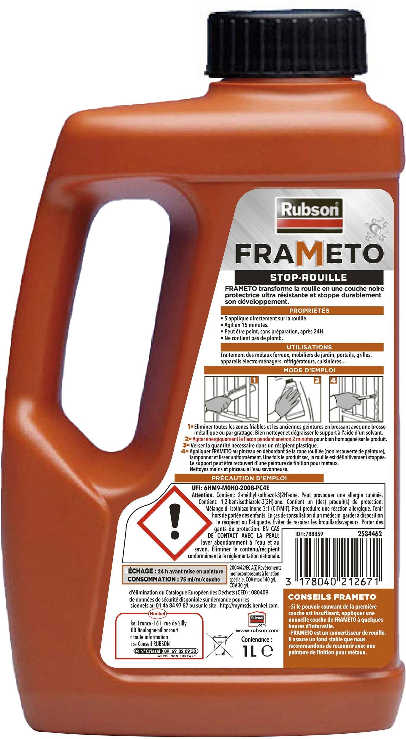 Image secondaire de Bidon Anti-Rouille Frameto 1L - RUBSON pour Métaux