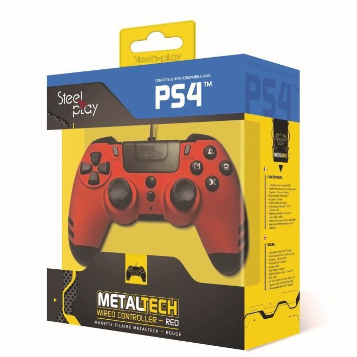 Manette filaire SteelPlay Metaltech Rouge pour PS4